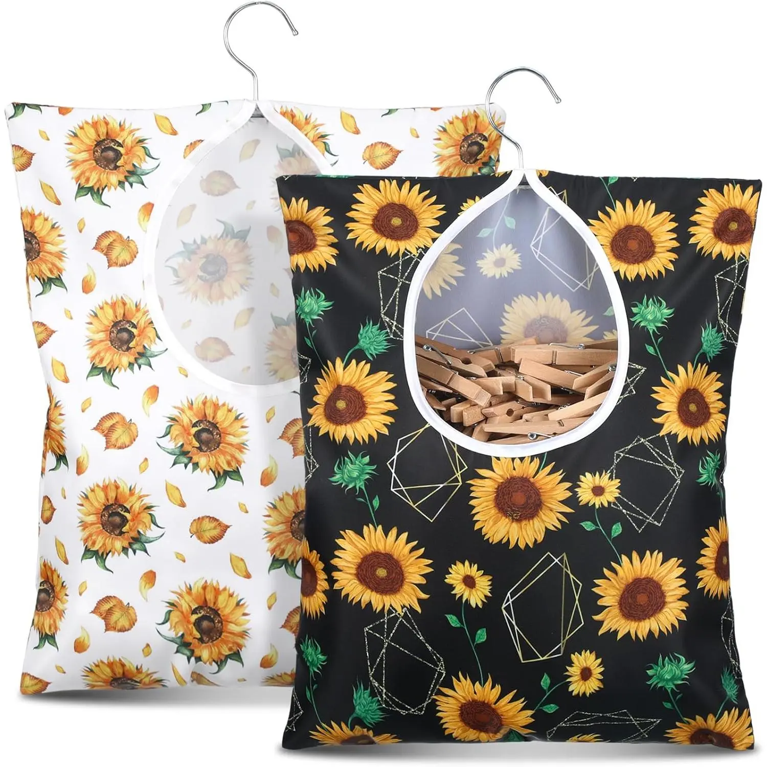 2 Pcs Clothes Pin Bag 15 X 11 In Clothespin Holder| Clothes Pin Bag To Hang On Line Large Opening Clothes Pin Bag For Clothesline Outdoor Wardrobe And Laundry Room