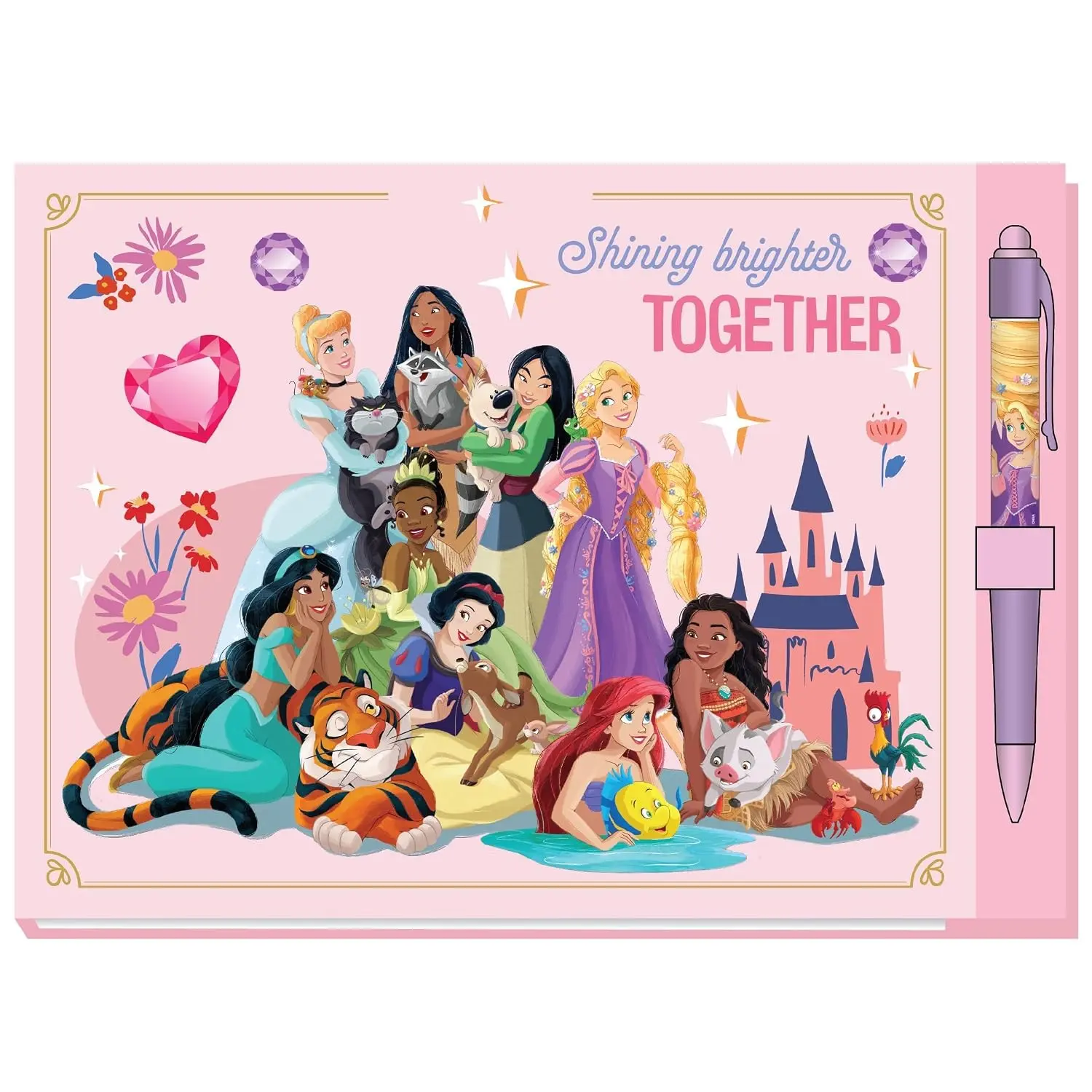 Disney Princess Autograph Book with Pen, Deluxe Character Signature Notebook for Theme Parks