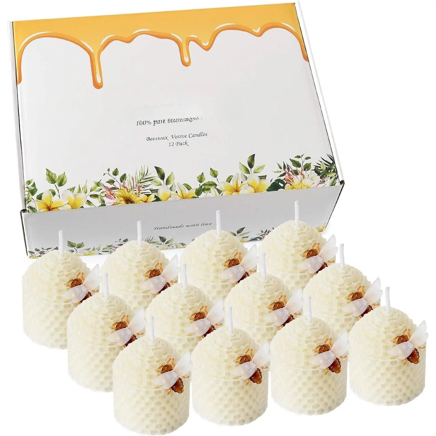 12 Pack White Hand Rolled  Themed Candles,5.5 Hours  Time  Candles,Each Smokless and Dripless for  Decor, Gifts