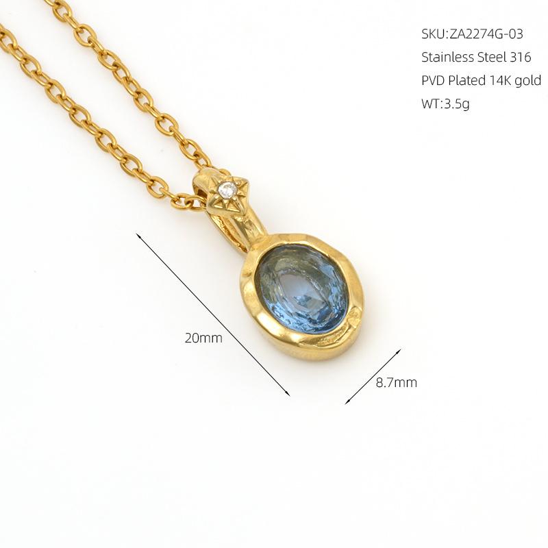 VEVE Twelve Birthstone Necklace For Women 12 Colors Zircon Pendant 316 Ornaments Women's Necklace