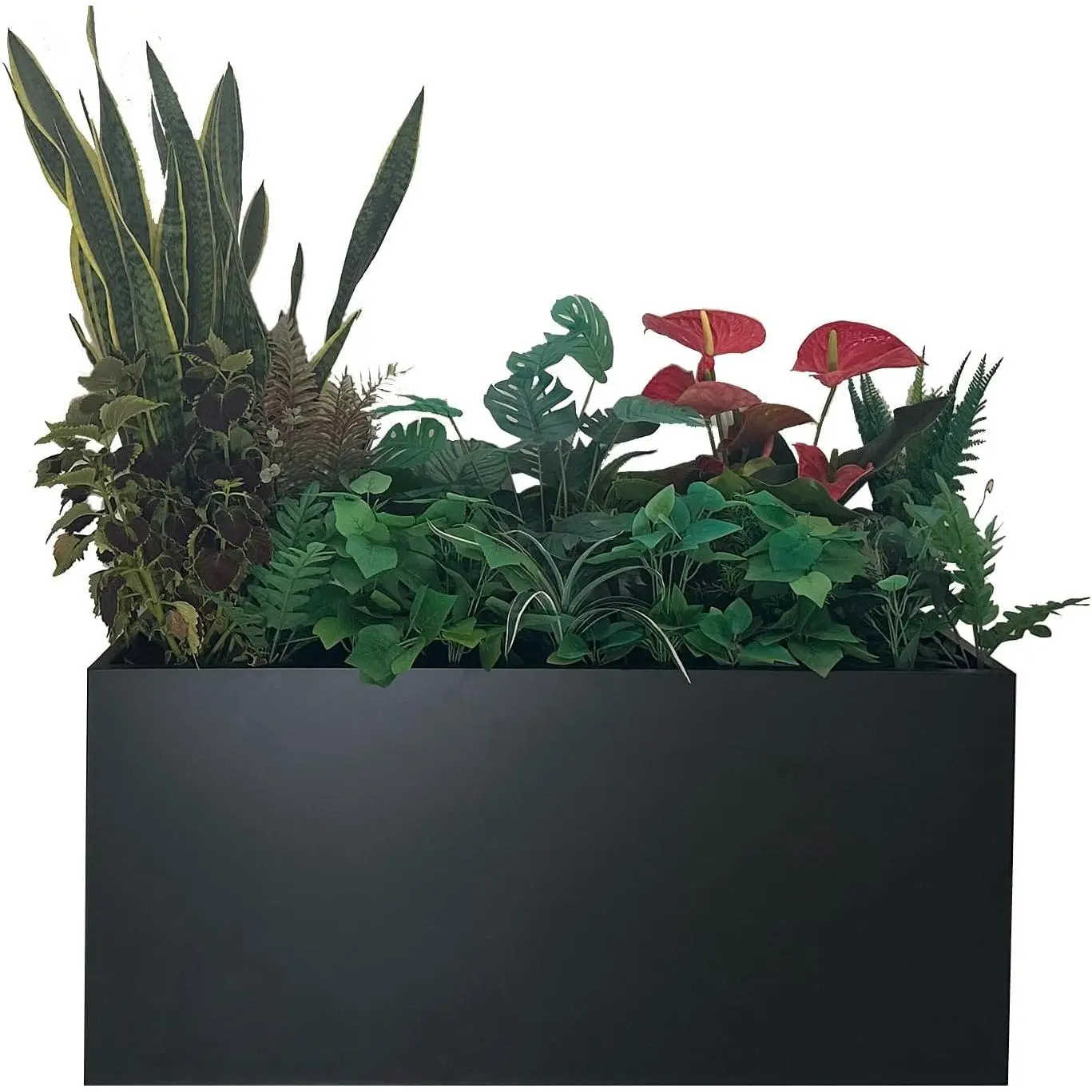 40" L x 16" W x 18" H Metal Large Rectangular Planter - Long Planter Box for Outdoor Patio/Porch Planter Boxes Outdoor Modern Design for , , Garden,Spliced Flower Pot (Black)