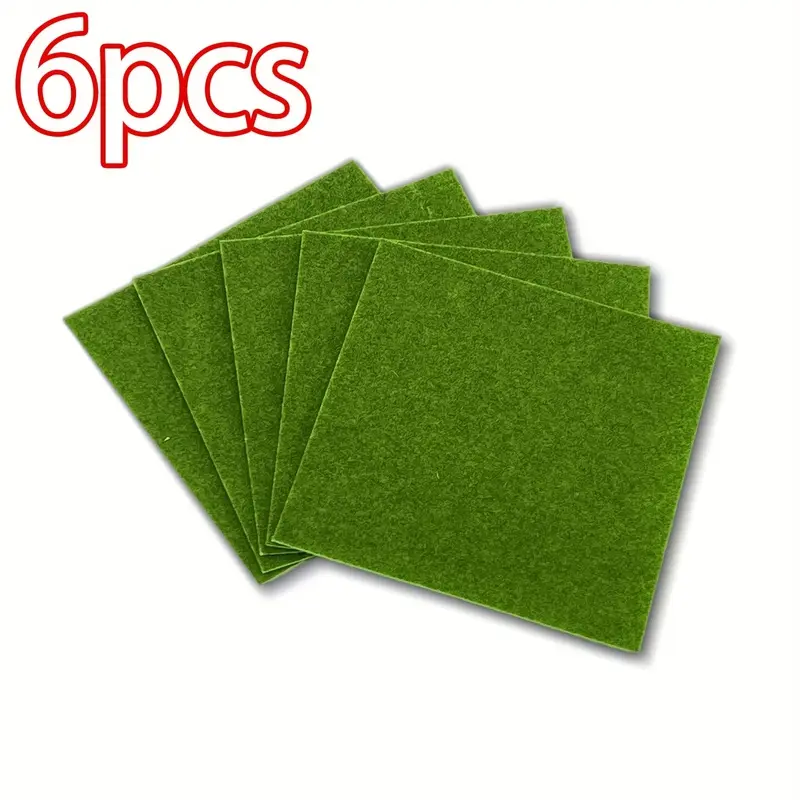 6/12pcs Miniature Artificial Grass Mats by Lush - 5.9x5.9" Synthetic Turf with 10mm Blades for Fairy Gardens, Dollhouses, DIY Projects & Party Decorations, Garden Decorations | Realistic Turf Mats | Durable Synthetic Grass