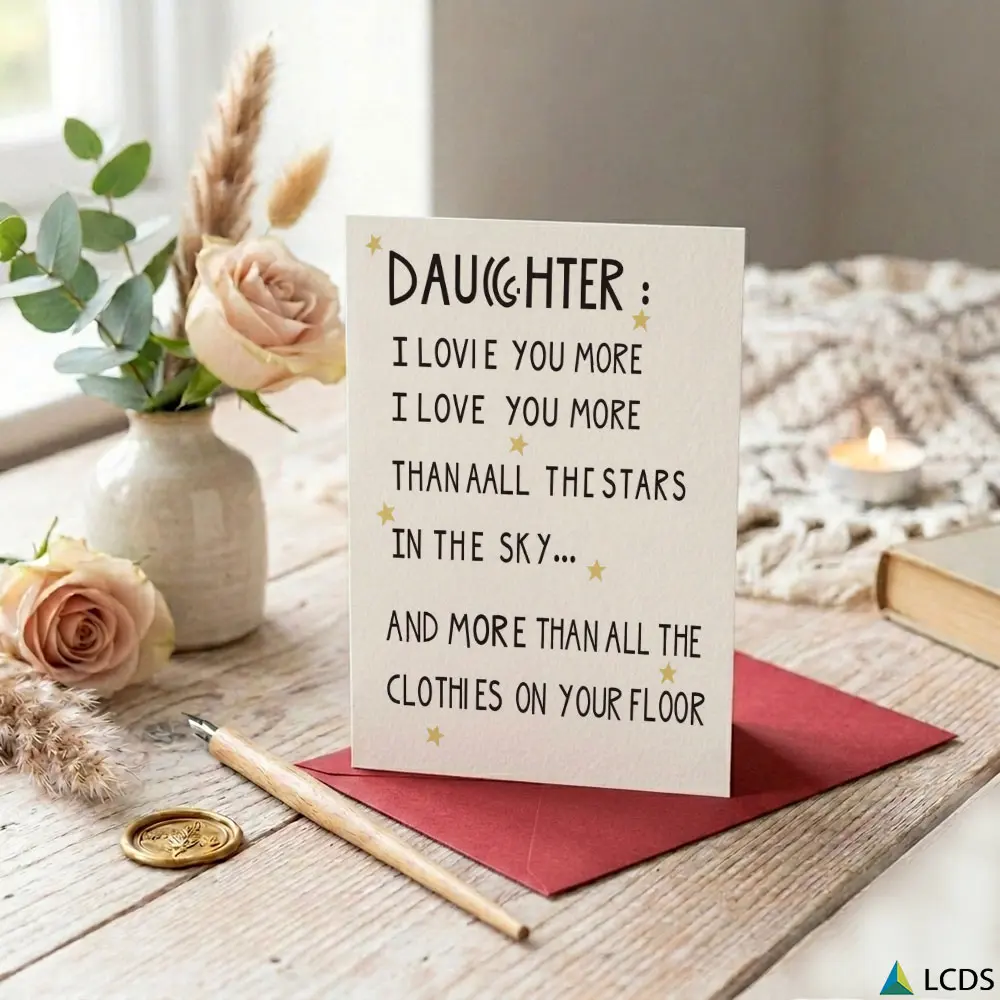 1pc Heartfelt Daughter Love Quote Card and Gift Card for Family Holiday Gifting and Daily Use