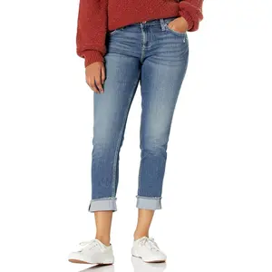 Womens Fringe Cuff Boyfriend Jean