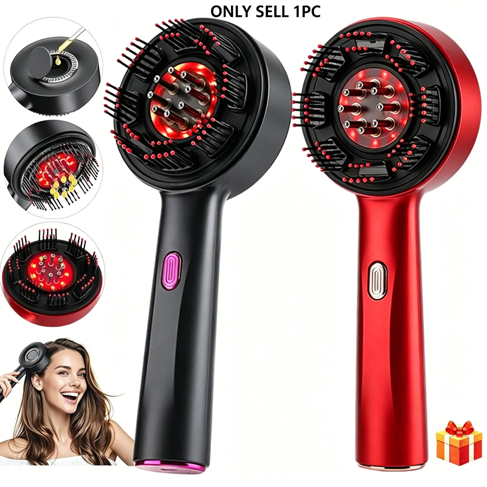 Electric Hair Oil Massage Brush, Dual Mode Electric Scalp Massager, Liquid Dispenser, Portable USB Rechargeable, Home Salon Use, Head Spa Equipment, Rechargeable Scalp Massagers
