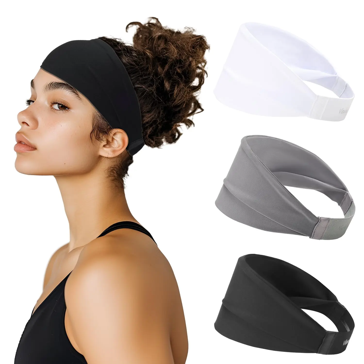 Sweat Absorb Headband for Men & Women, Athletic Headband for Running Yoga Workout, Wide Fashion Headband for Daily, 4" Width, Soft & Strechy, Non Slip Silione, 3 Colors in Pack
