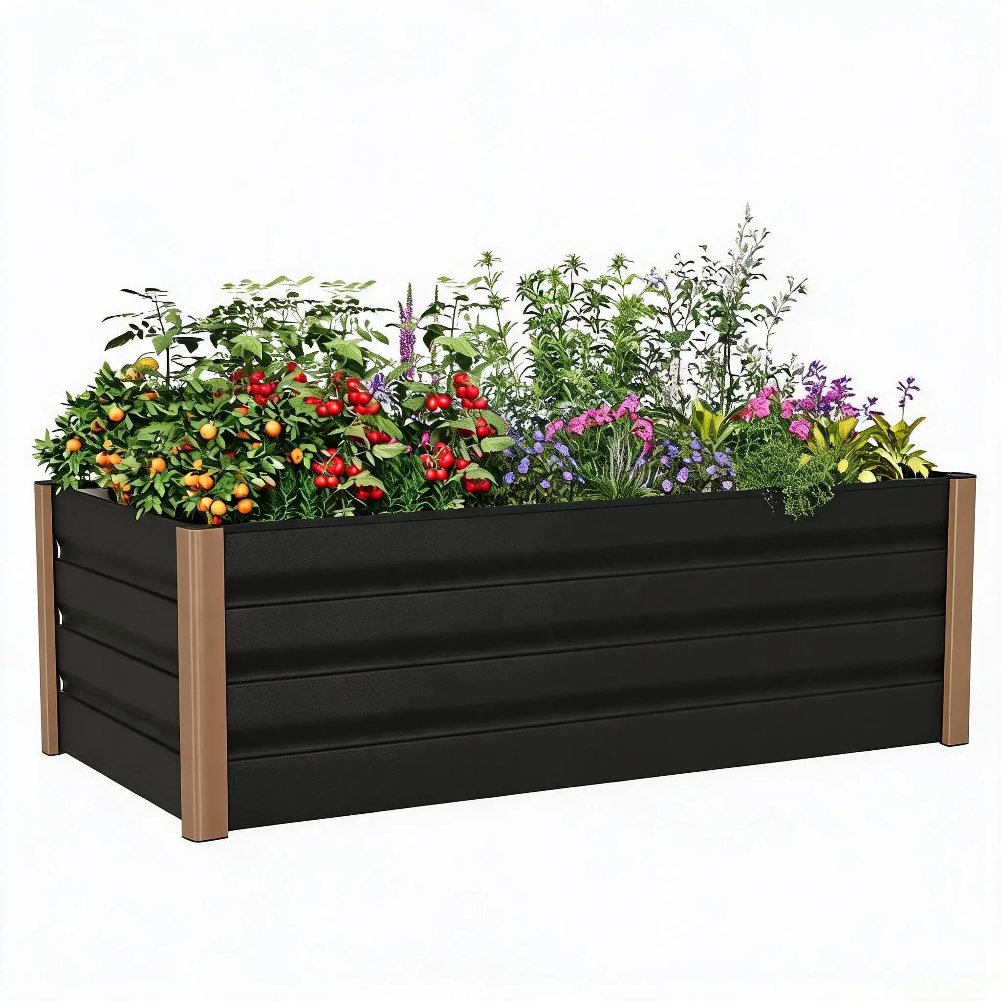GARVEE 1-Piece Outdoor Aluminum Steel Deep Plant Tray - Weather-Resistant Structure, Efficient Drainage Aid, Easy Assembly, Non-Toxic, Modern Design