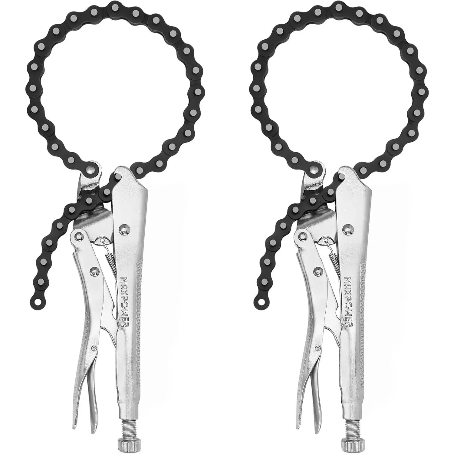 Locking Chain Link Clamp - 9-Inch Size, 19.7-Inch Chain, 2-Pack (Hand Tools for Hardware Applications)