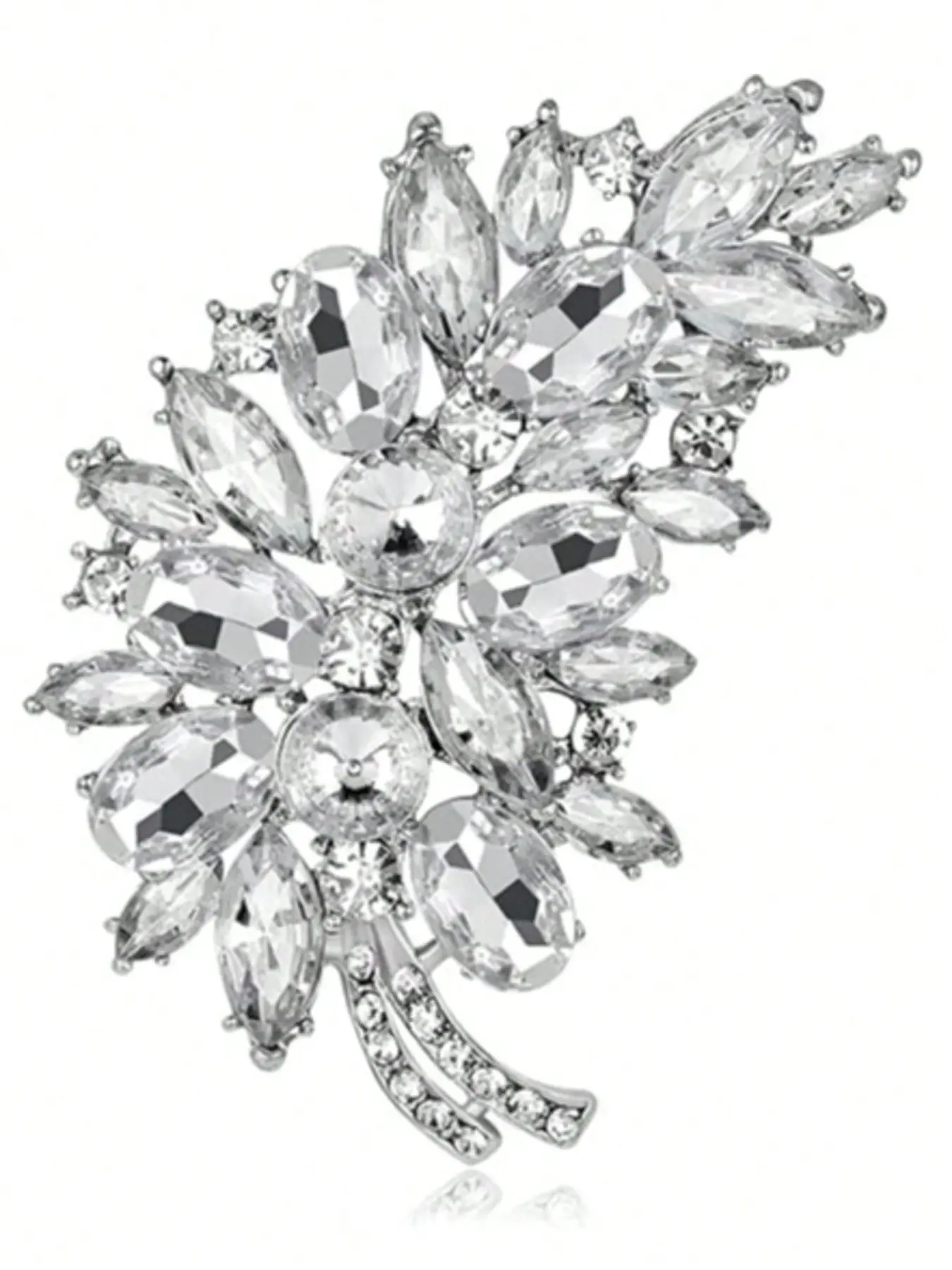 Feather Shape Brooch, Unisex Fashion Crystal Wedding Pin, Elegant Dress Accessory, Perfect for Weddings and Birthdays