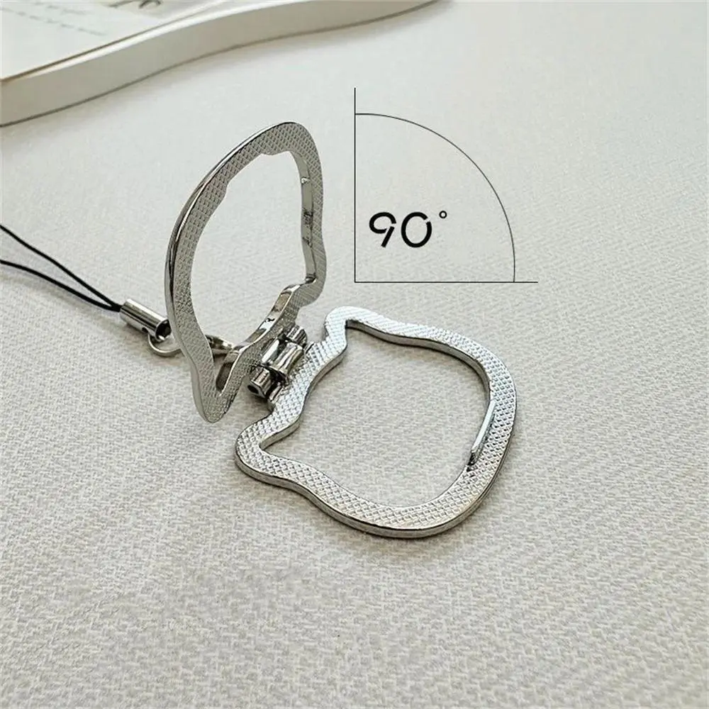 Cute Cat Shaped Phone Holder Lanyard Keychain Phone Holder Stand Folding Kickstand Foldable Kickstand Desktop Cellphone Stand