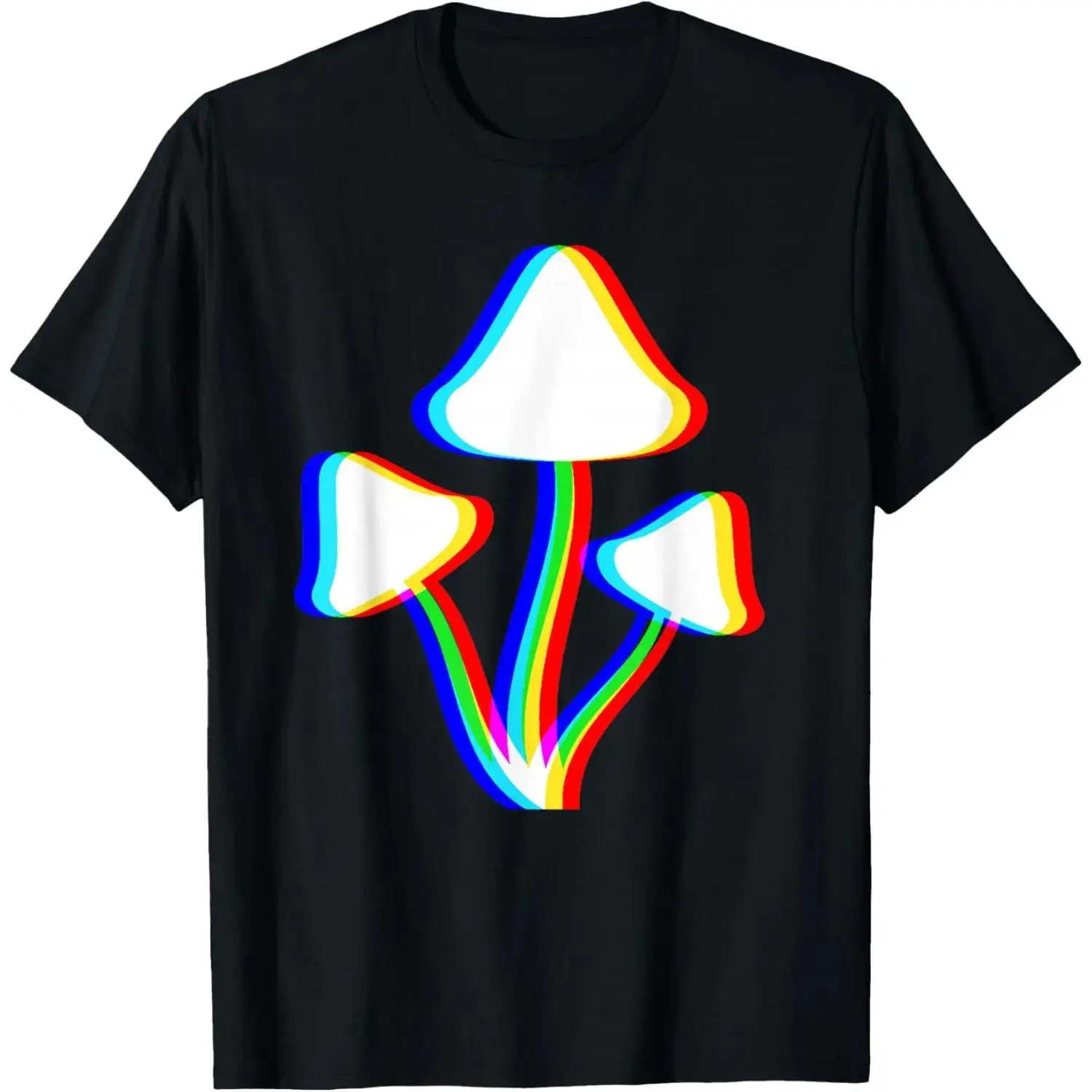 Men's Natural Cotton Soft Fashion Short-Sleeve Round Neck Graphic T-Shirt - Menswear, Psychedelic Mushroom, EDM Rave Themed Design, Breathable, Streetwear, Sports Apparel