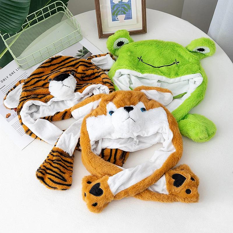 Hot Sale Unisex Funny Ear Hat Cow Animal Style Cute Ear Moving Up Cap Men Women Girls Rabbits Ears Plush Winter Lovely Hat ﻿