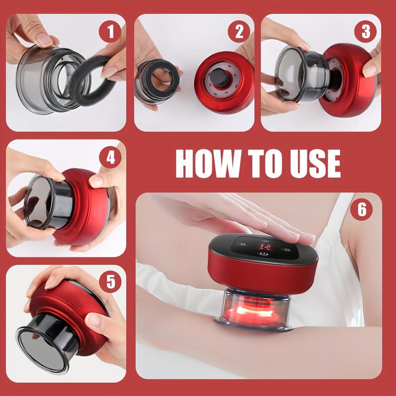 USB Charging Electric Cupping Machine Sand Scraper, 12 Levels of Temperature And Suction Smart Vacuum for Neck, Shoulder And Back, Suction Cup. Suitable for Home Use And Self-care.