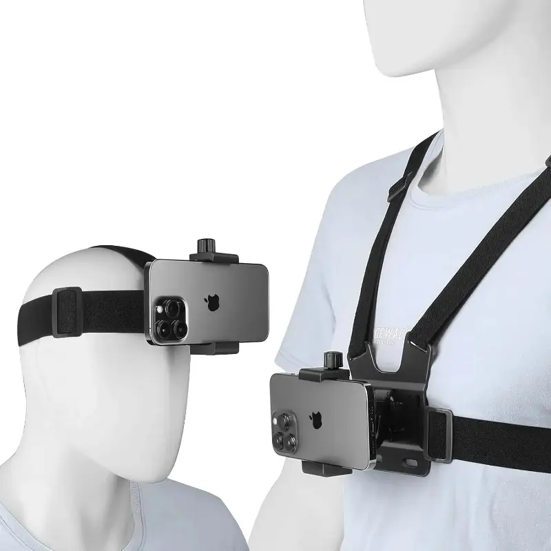Mobile Phone POV/VLOG Chest Strap Mount Harness and Head Strap Holder Kit, Video Recording Accessories, Compatible with iPhone, Samsung, GoPro Hero12,11, 9, 8, OSMO Action, AKASO, Action Camera and Cell Phone Video Shoot