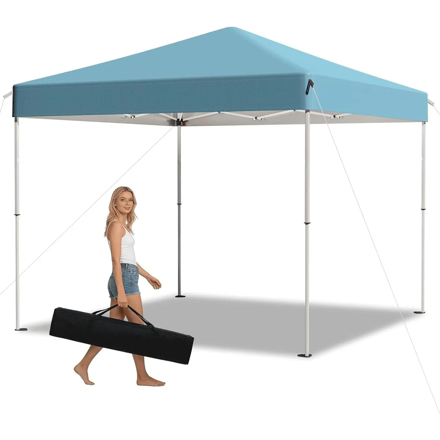 8x8 Pop Up Canopy Tent,Outdoor Canopy with Carry Bag,Easy Up Canopy with 3 Adjustable Height,Outdoor Gazebo Straight Legs,UPF 50+ Event Shelter Tents for Parties,Camping,Market,Patio(Sky Blue)