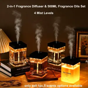 2-in-1 Fragrance Diffuser & 500ML Fragrance Oils Set,4 Mist Levels,Low-Noise Smart Scent Control with Warm Light for Home,Office, Bedroom.Fresh Tea,Floral,Woody Fragrance Air Freshener.Aroma Diffuser,Scent Diffuser,Ultrasonic Diffuser.Gift Idea.