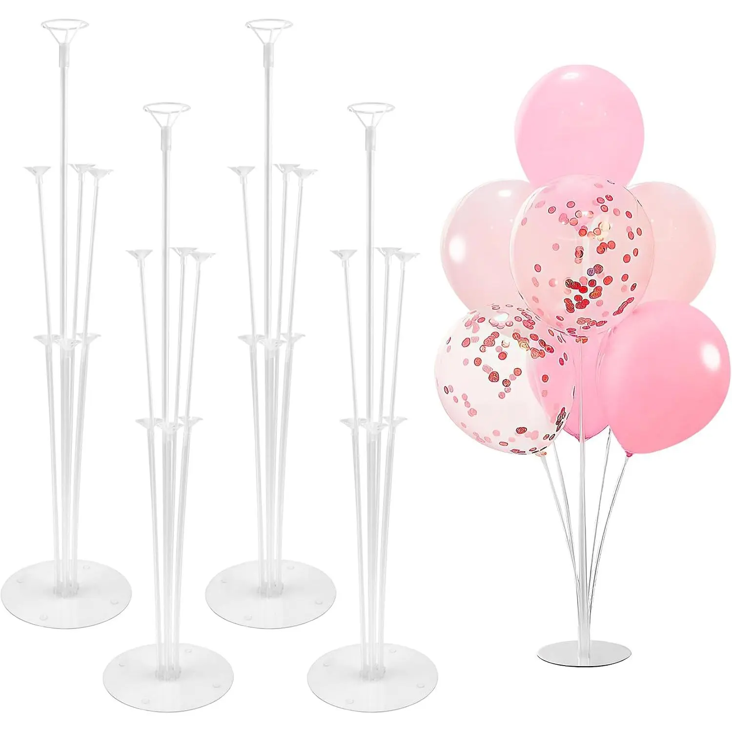 4 Sets Balloon Stand Kit Balloon Sticks With Base for Table, Balloon Stands for Floor Balloon Arch Kit for Party Tables  Shower Decor, Balloon Holder for Table Birthday Wedding Party Decorations Centerpiece Table Decorations