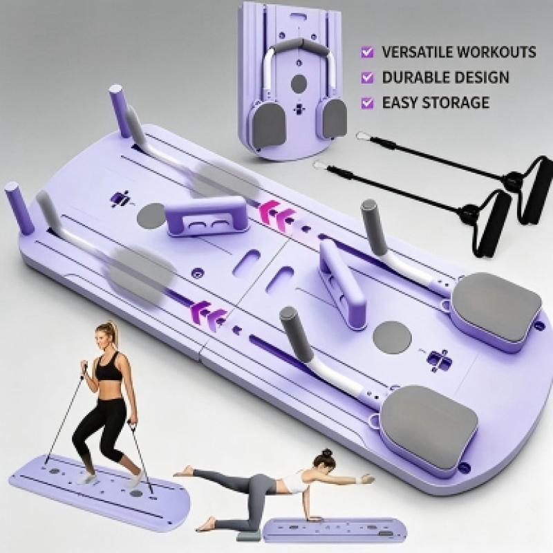 2025 Model 10-in-1 Portable Collapsible Training Board with Resistance Bands, Extended Silent Slide Track for Home Workouts