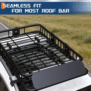 64" x 39" Universal Roof Rack Cargo Carrier Basket – Single Frame Steel Luggage Rack with Wind Deflector, 200 lbs Capacity, Global Fit for SUVs & Trucks, Black,Single Frame