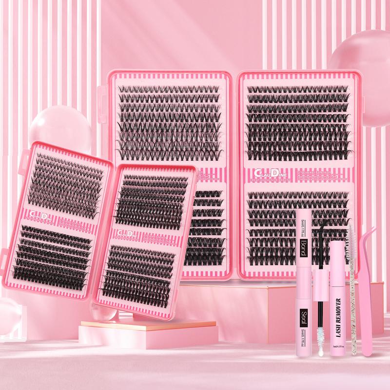 DIY Eyelash Extension Kit - 680pcs D Curl Cluster Lashes With Applicator Tool Bonding & Seal, Tweezers, Remover, Lash Brush And Mixed Length Clusters (10-16mm) - Hypoallergenic, At-Home Professional Lashes, Travel & Home Set (30D/40D/50D Mix)