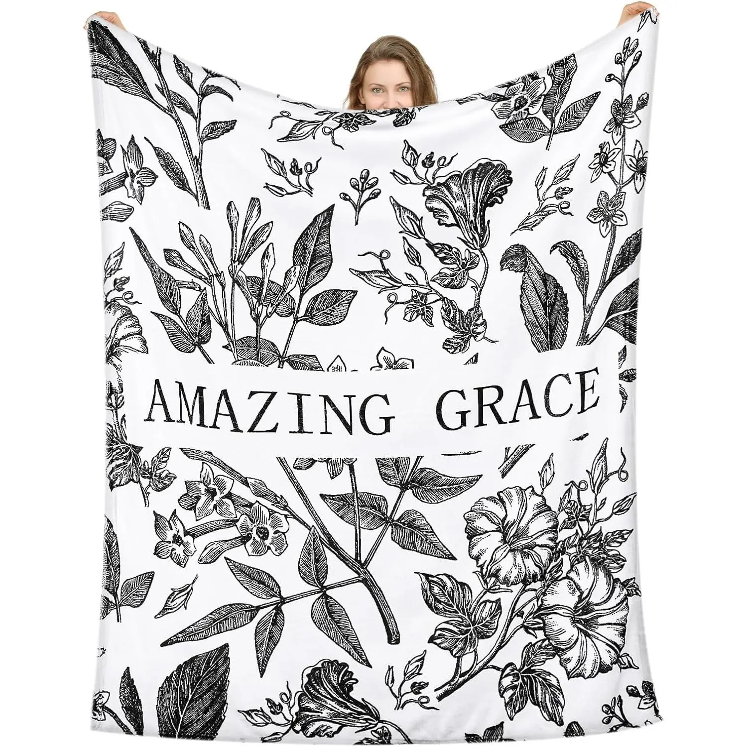 Christian Gifts for Women Mother's Day Christian Blanket with  Amazing Grace  Throws Religious  Scripture Faith Inspirational Gifts for Baptism Confirmation 50'' x 60''