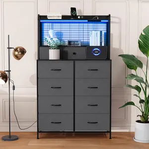 11-Drawer Dresser for Bedroom, Storage Cabinet – Built-in Wireless Charging – App-Controlled RGB LED – Industrial Anti-Tipping Organizer for Bedroom