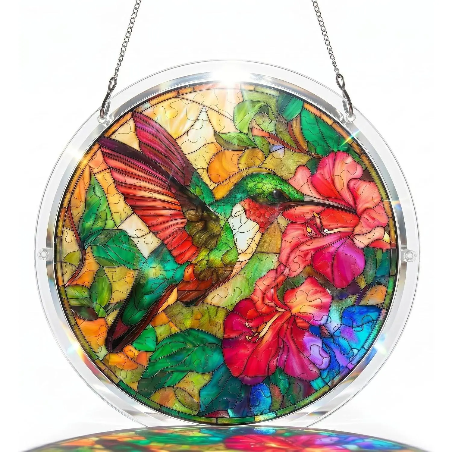 Acrylic Puzzles Suncatcher, 9.8 Inch Hummingbird Window Suncatcher Acrylic Puzzle, DIY Acrylic Suncatcher Jigsaw Puzzle Home Decor Art Gift