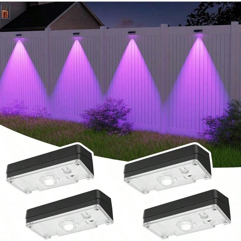Solar Fence Lights Outdoor Waterproof, Fence Lights Solar Powered, 12 RGB Color Modes  Warm White  Cool White, Fence Solar Light Outdoor for Backyard, Patio, Yard, Wall, Deck