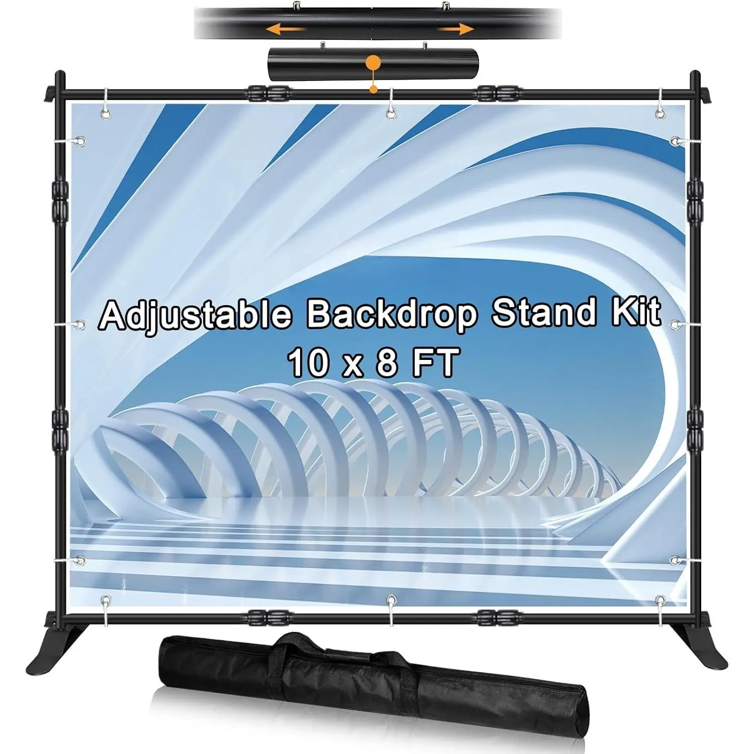 Backdrop Banner Stand, 10x8FT Heavy Duty Adjustable Step and Repeat Stand