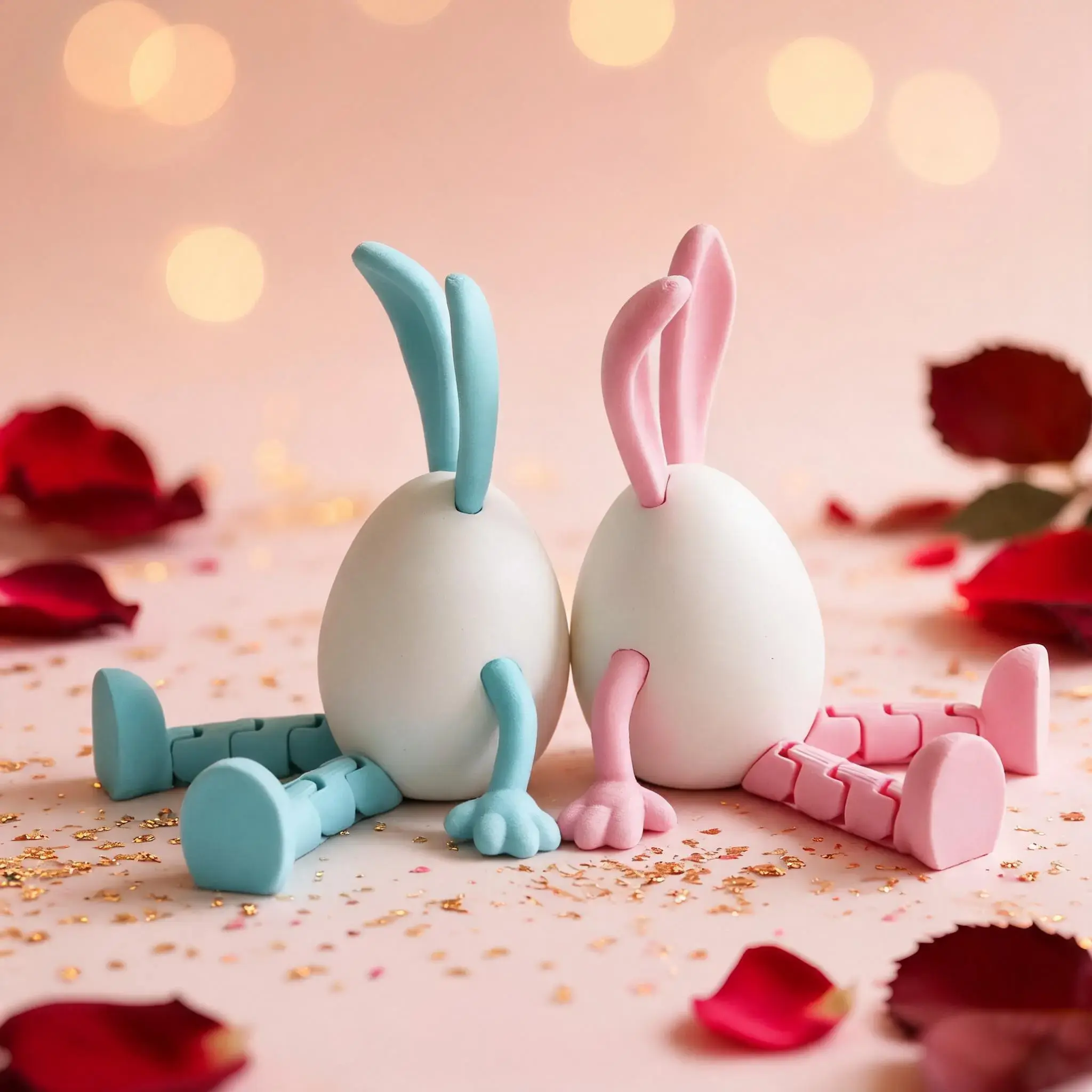 Easter Bunny Egg 3D Printed Creative Figurine, Decorative Sculptures, Fun Rabbit Egg Decor for Home, Perfect Gift for Easter Celebration