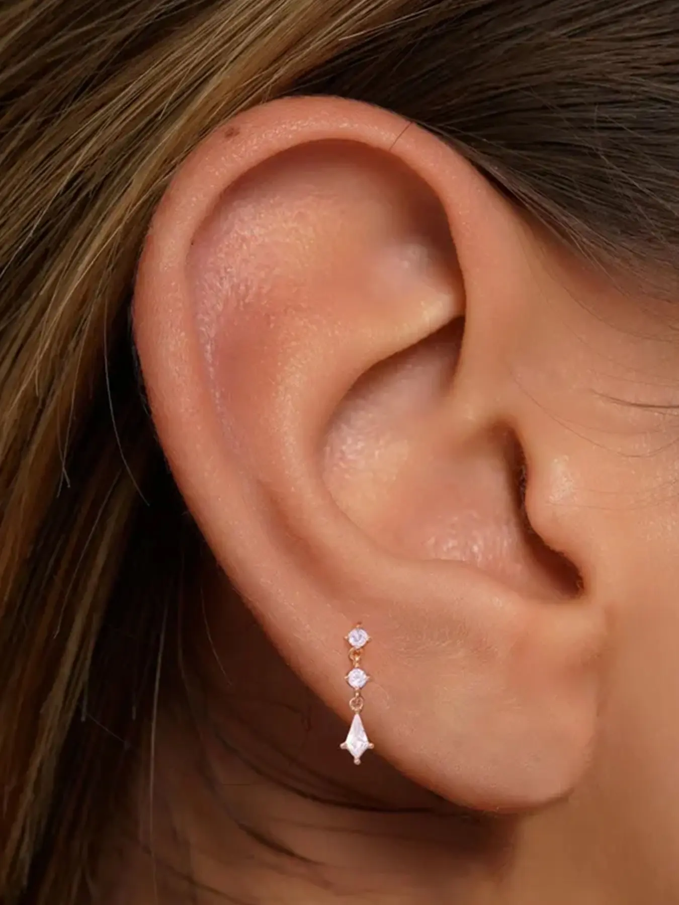 1Pc 925 Sterling Silver Classic Geometric Cubic Zirconia Tassel Chain Dual-Wear Drop Earrings Cartilage Helix Tragus Lobe Piercing Suitable For Women For Daily, Dates, Vacation, Wedding, Party, Holiday Gift