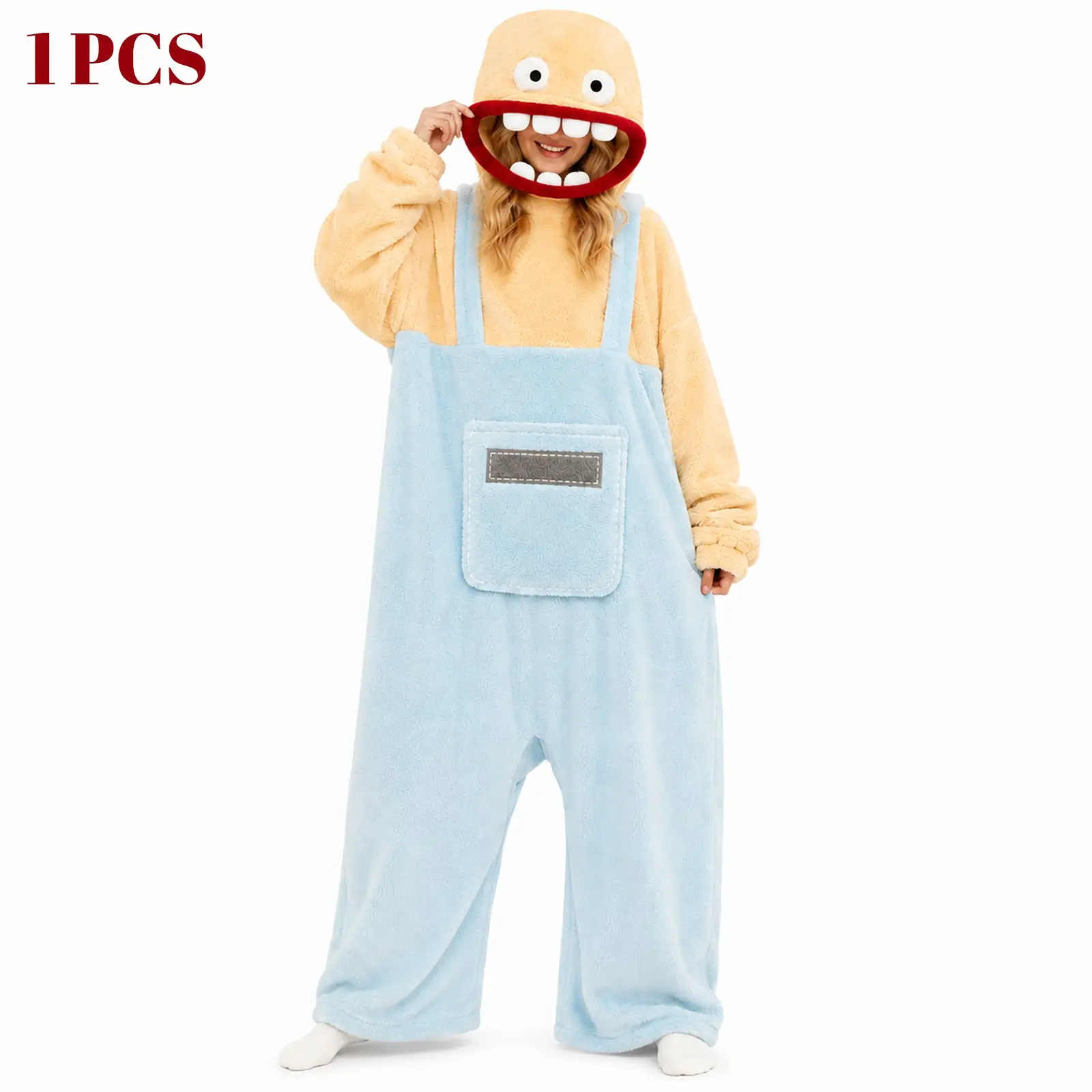 Funny Plush Monster Party Costume Prop, Oversized Character Hood, Soft Fuzzy Mascot for Halloween, Wedding, Beach Gatherings, 1 Pcs