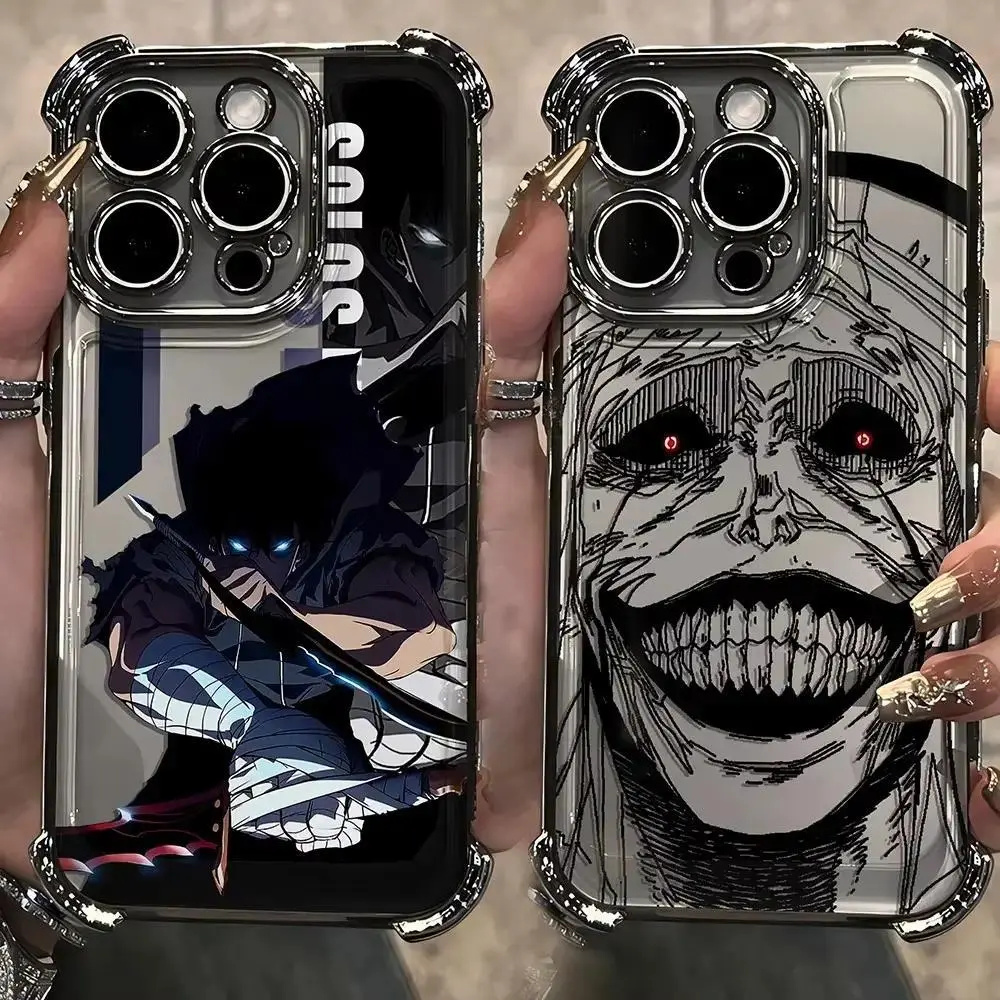 Solo Leveling Plating Anime Phone Case For iPhone 17 Promax 16 15 14 13 12 11 Plus Pro Max 17Air and Samsung S26 S25 S24 S23 S22 S21 FE Plus Ultra - Anti Drop Full Perfect Aesthetic Printed Soft TPU Case, Wireless, Resistance