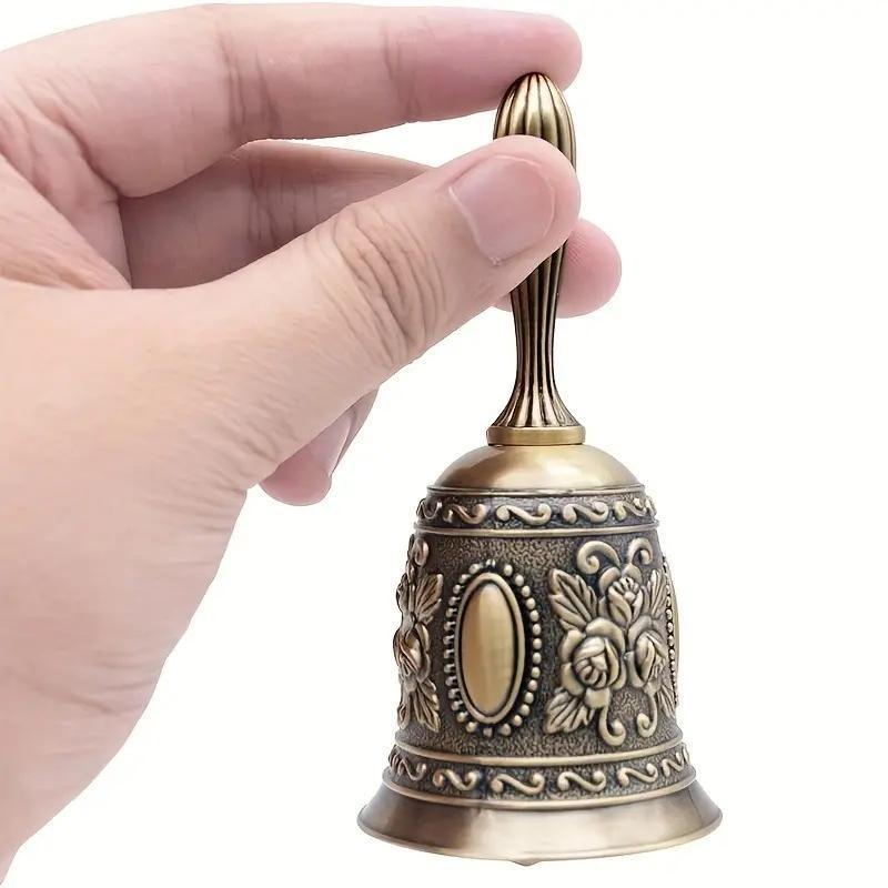 Premium Brass Hand Bell Classic Traditional Call Bell Clear Loud Ring Sound Portable Handheld Musical Toy Educational Hand Play Instrument For Kids Adults Wedding Party Classroom Home Church Festival Holiday Celebration Decorative Accessory Gift