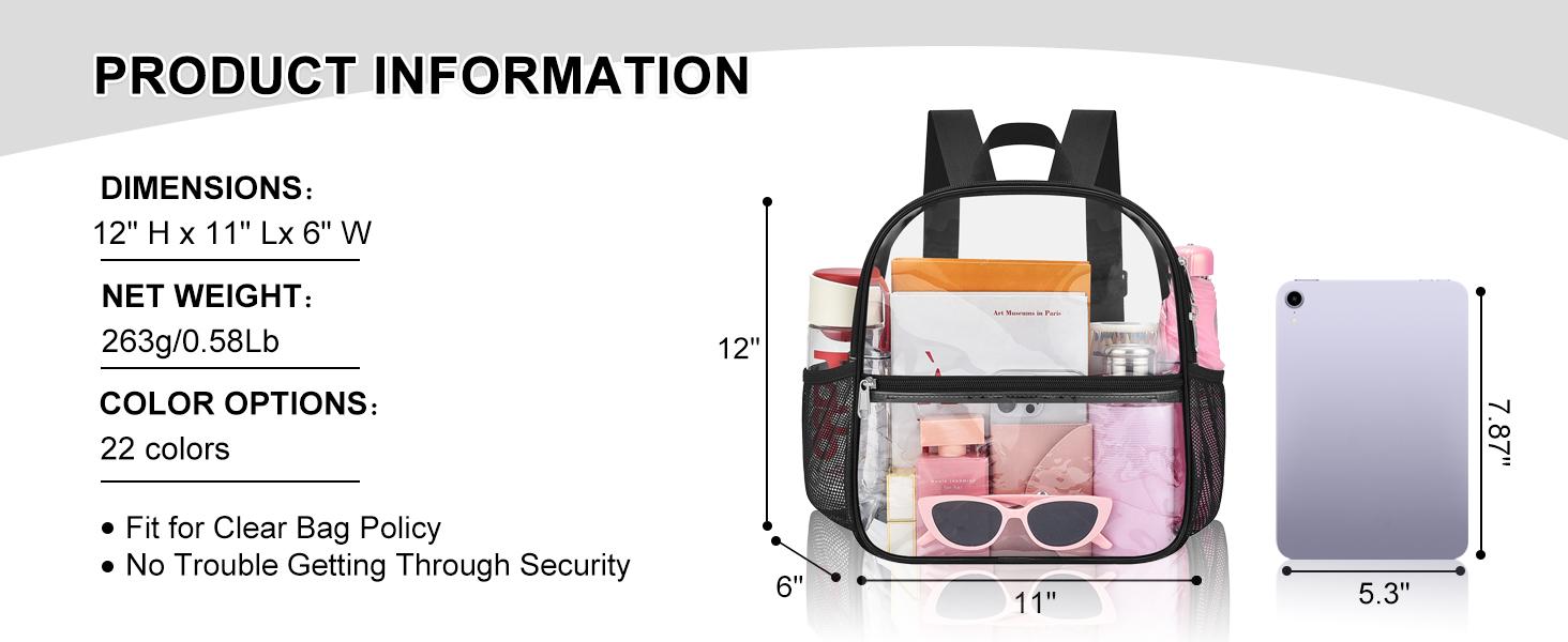 9962 Clear Backpack for Stadium Events with Front Pocket for College Clear Backpack for Stadium Events Stadium Backpack  main image 2