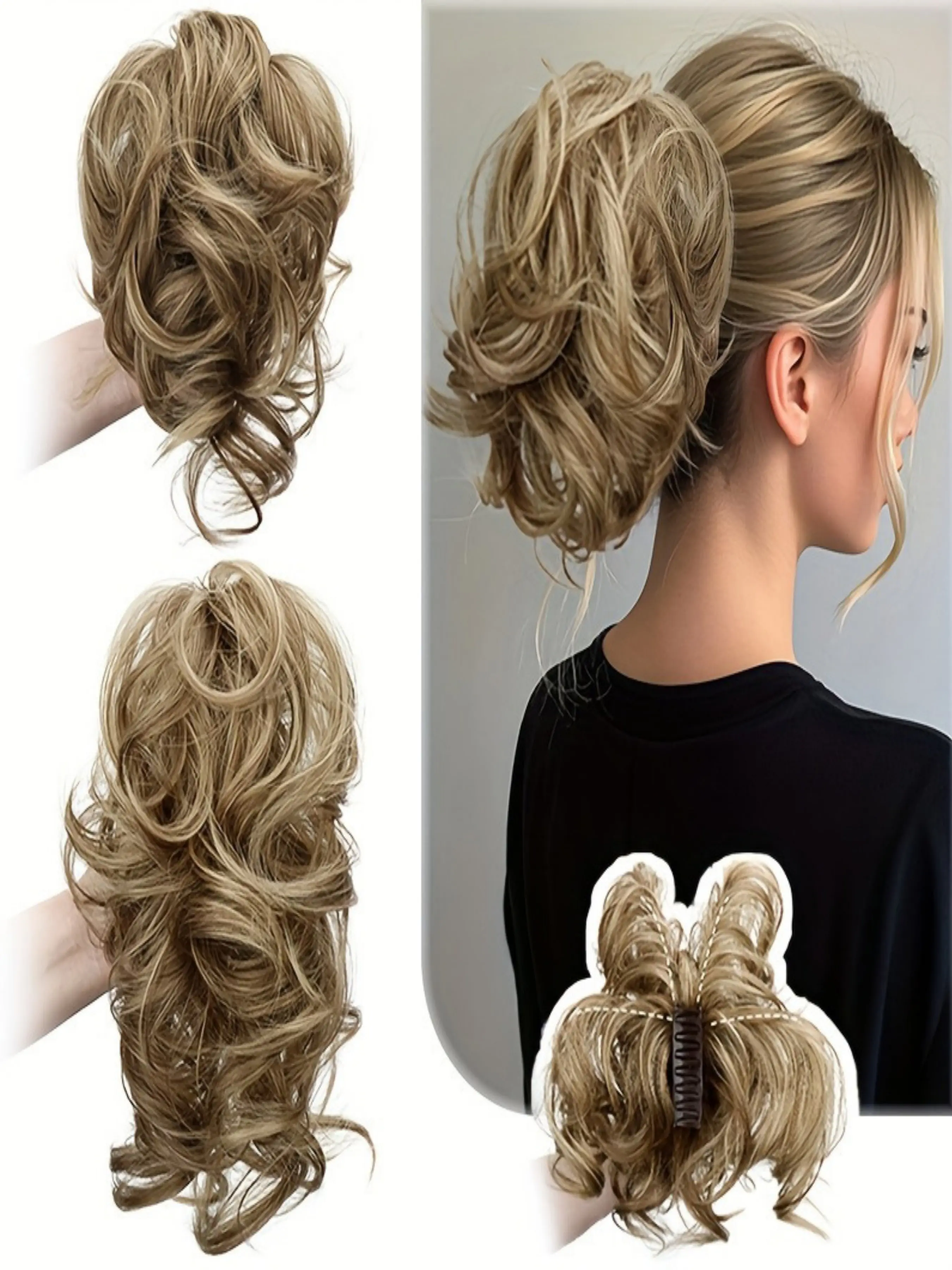 1Pcs Adjustable Bendable Metal Wire Messy Curly Updo Claw Clip Hairpiece For Women Halloween Carnival Thanksgiving Christmas New Year Wedding Bridal Formal Dinner Party Music Festival Cosplay Holiday Styling