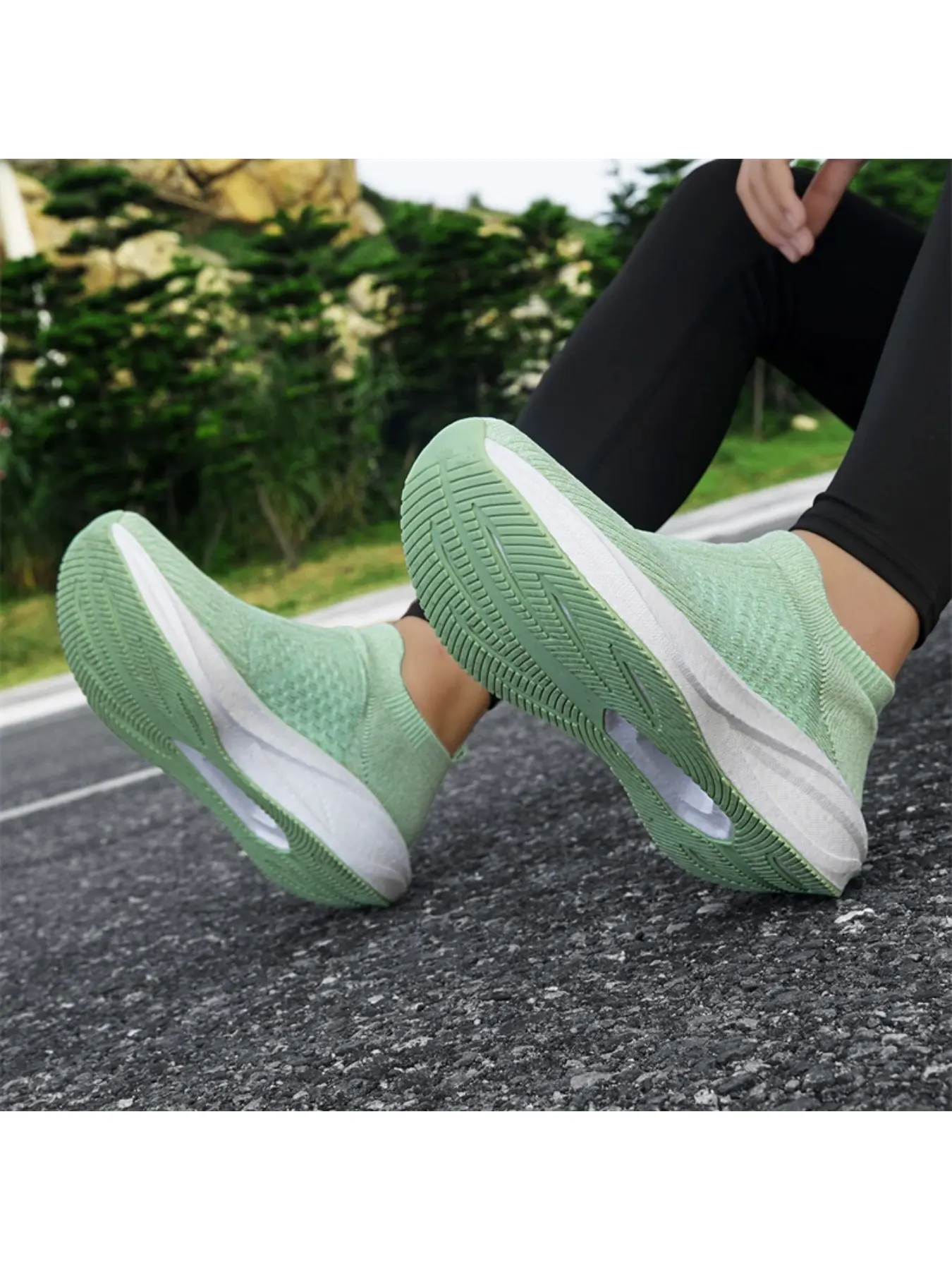 Multi-Scene Slip On Cloud Shoes, Breathable Knit Walking Sneakers for Commute, Travel, Dog Walking, Shopping & Gym