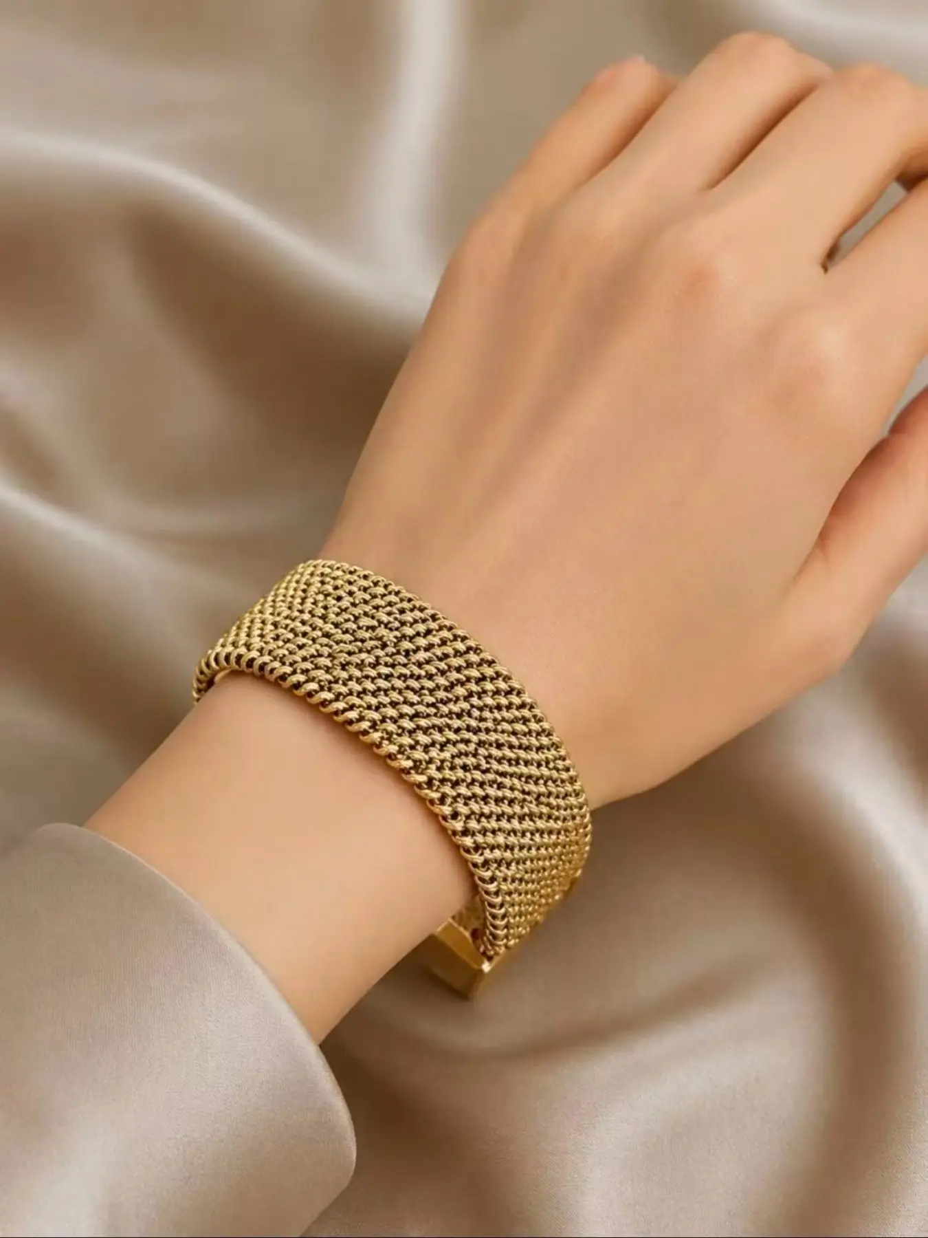 1 pc Vintage Stainless Steel Mesh Bracelet, Metal Bracelet, Fashionable Jewelry for Women & Men, Trendy All-match & Exquisite Jewelry for Birthday Gift, High quality bracelet