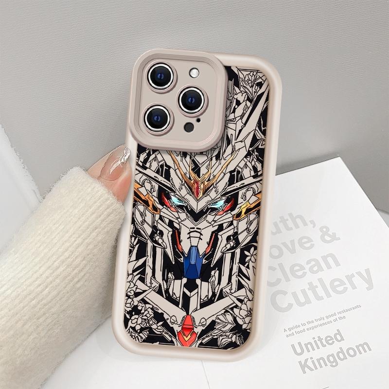 Anime Gundam Mecha Design Case for 17 Air iPhone 16 Pro Max 15 Plus 16E 14 13 12 11 XS XR Plus  fashion gift Drop Protection Shockproof Soft Silicone smartphone Cover Gundam Style