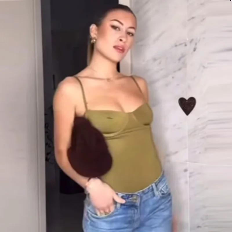 Aria Muse  Slip Bodysuit Women Summer 2026 Woman Slimming Body Sexy Women Rave Thong Sleeveless Top Cup Backless Camisole Bodysuit