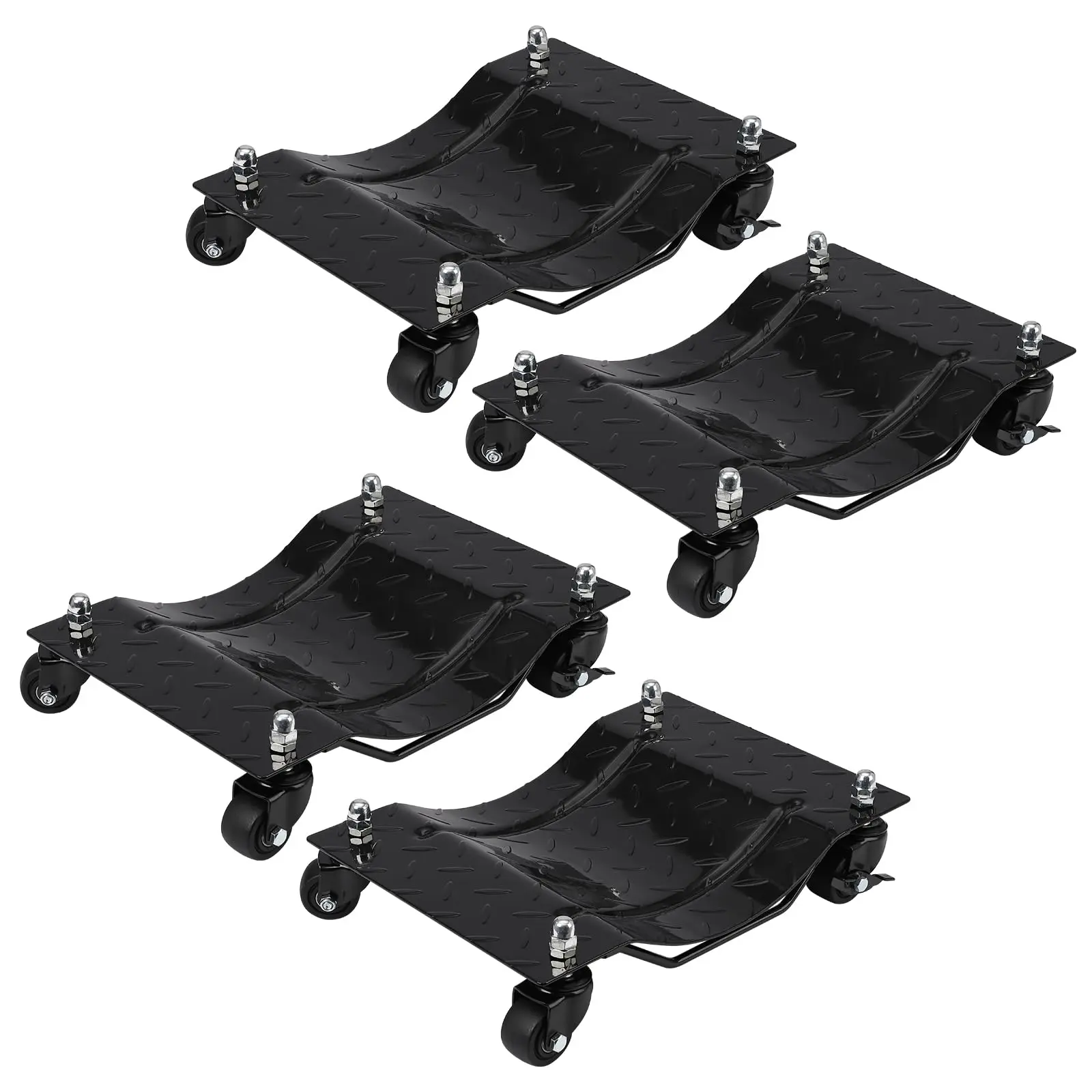 Heavy-Duty 6000 lbs Car Dollies Set of 4 – Industrial Vehicle Moving Dolly Cart with Brakes – Upgraded 360° Rotational Nylon Wheels – Material Handling for Cars, Trucks, Trailers, Motorcycles