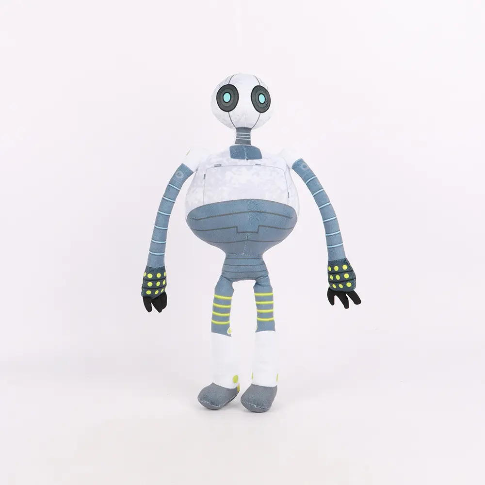 Wild Style Mechanical Robot Plush Doll, Minimalist Grey White Mecha Stuffed Toy, Healing Desktop Collectible Ornament Birthday Gift