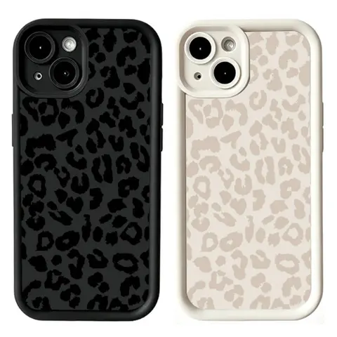 2 Pack Cute Leopard Cheetah Print iPhone Case for iPhone 17 16 15 14 13 12 11 Pro Plus Pro Max Air Shockproof Anti Drop Slim Soft TPU Full Camera Lens Protective Cover Gift