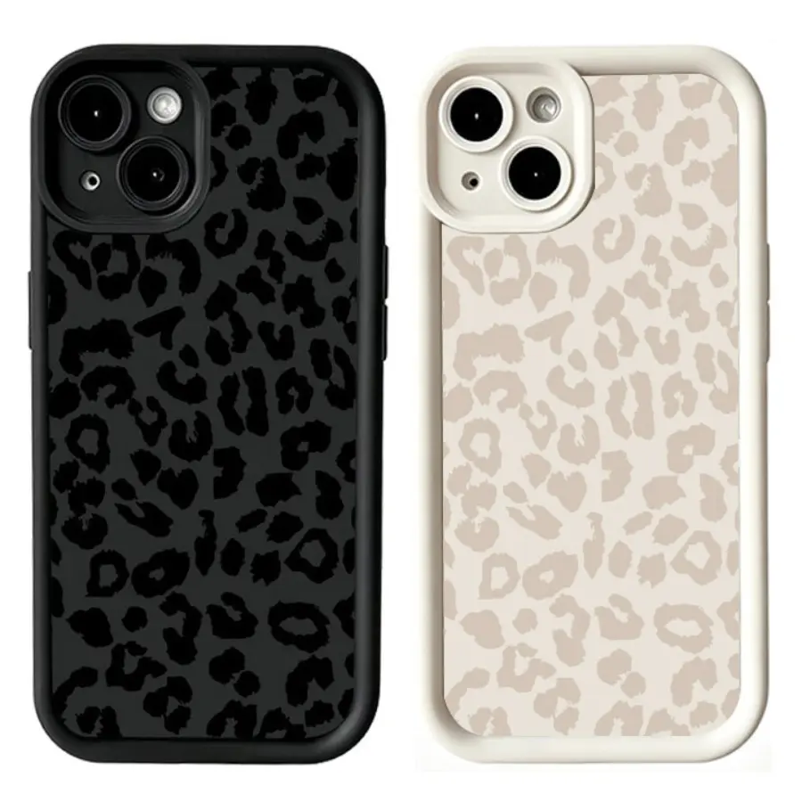 2 Pack Cute Leopard Cheetah Print iPhone Case for iPhone 17 16 15 14 13 12 11 Pro Plus Pro Max Air Shockproof Anti Drop Slim Soft TPU Full Camera Lens Protective Cover Gift