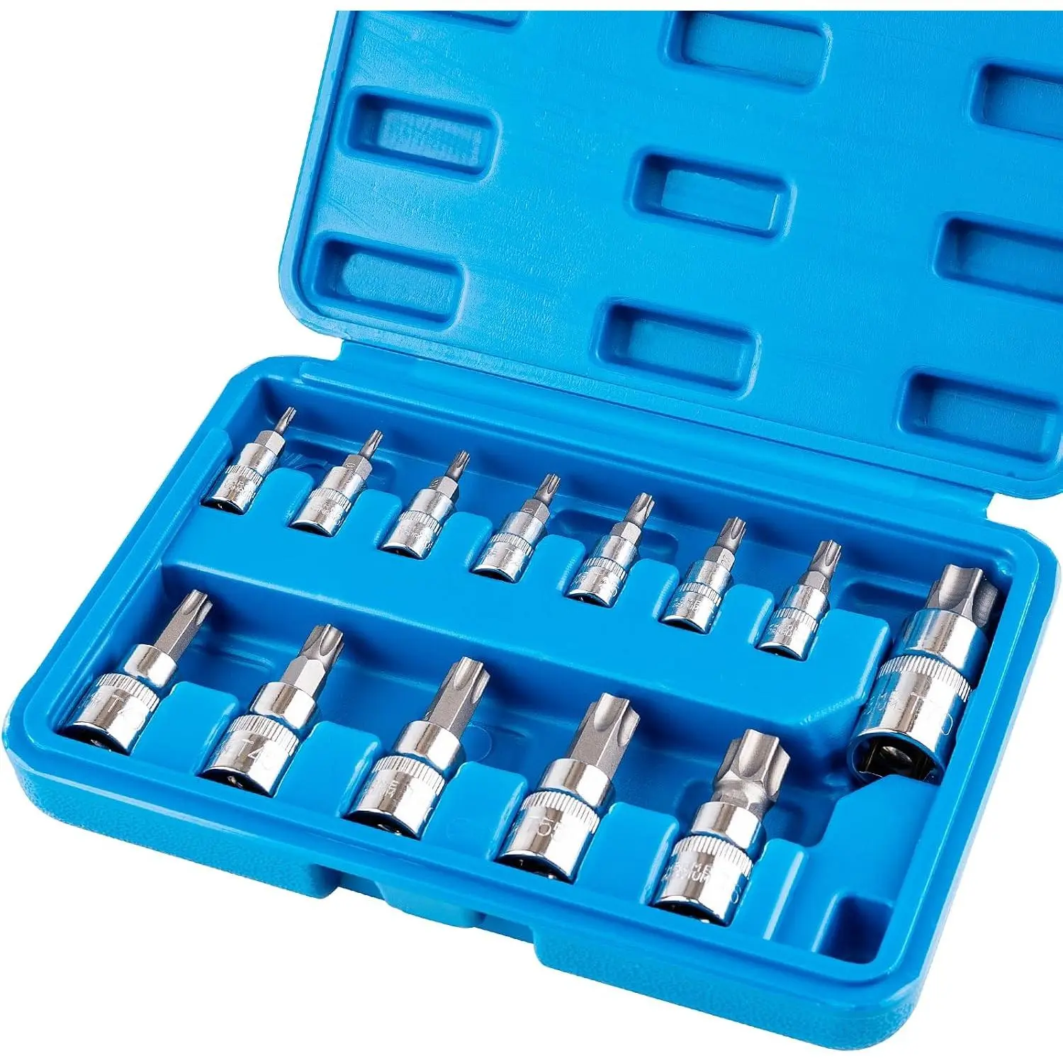 13-Piece Torx Bit Socket Set, T8-T70 Star Bit Sockets| S2 Steel And CR-V Construction with 1/4", 3/8", 1/2" Drive for Automotive And Equipment Repair
