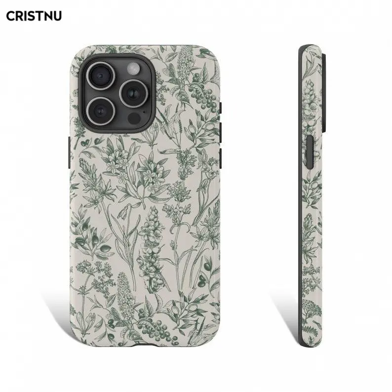 CRISTNU Green Floral Hand Drawn Phone Case Green Wildflower Phone Case Flower Phone Case For Iphone