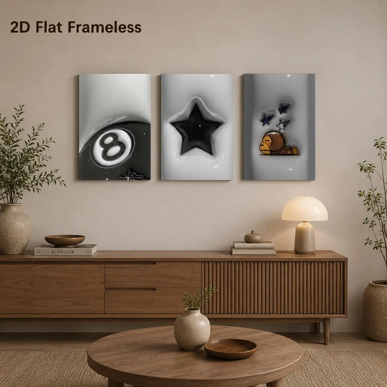 3 Piece Trendy Wall Decor Set, Star & 8 Ball Posters, Street Pop Art Print, Canvas, Living Room Bedroom Aesthetics, Pool Lovers Gift, Unframed