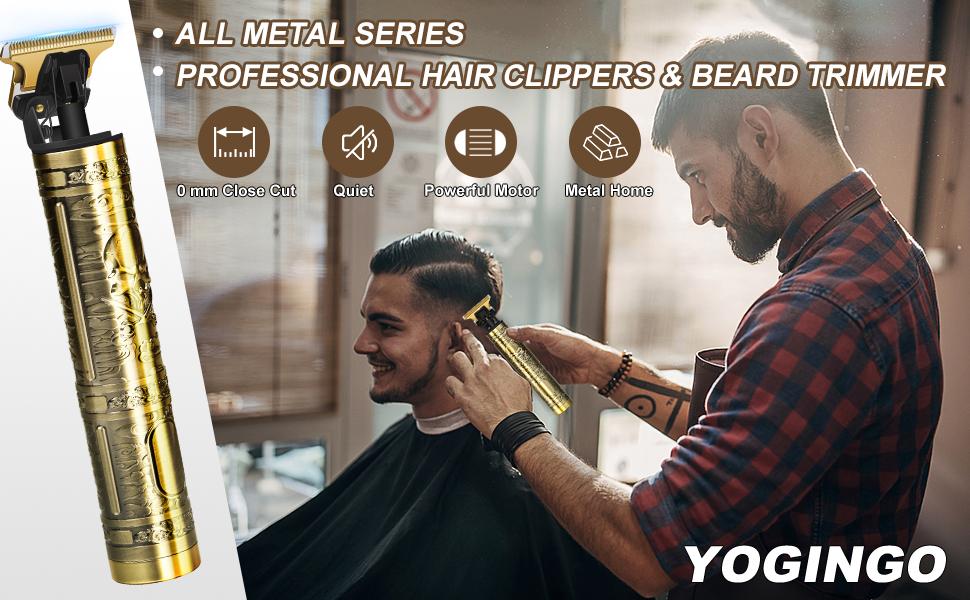 YOGINGO Professional Hair Trimmer for Men, Cordless Rechargeable Beard Trimmer Hair Clippers for Men, Metal Body Cutting Grooming Kit, Beard Shaver Barbershop, Bronze YOGINGO Professional Hair Trimmer for Men, Cordless Rechargeable Beard Trimmer Hair Clippers for Men, Metal Body Cutting Grooming Kit, Beard Shaver Barbershop, Bronze