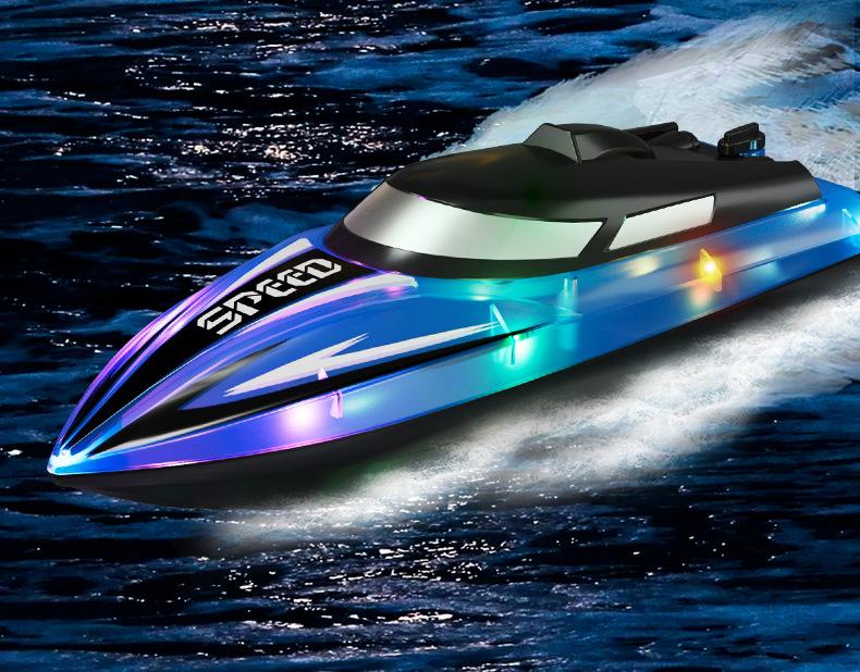 Fast RC Boat for Boys – Dual Motor High Speed Remote Control Toy with Glow Light & Waterproof Hull, 2.4GHz Racing Boat for Pool Lake, Best Birthday Gift for Kids Teenagers