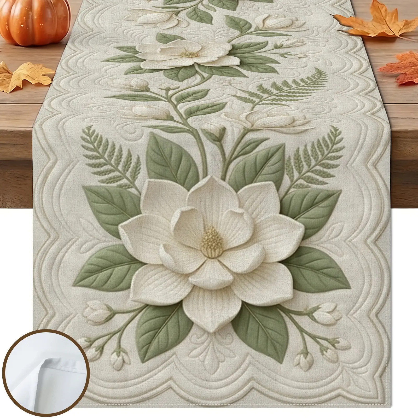 1pc Floral Greenery Table Runner, Vintage Style, Elegant Pattern Design, for Dining Table Home Decor Kitchen Decor Seasonal Table Decor